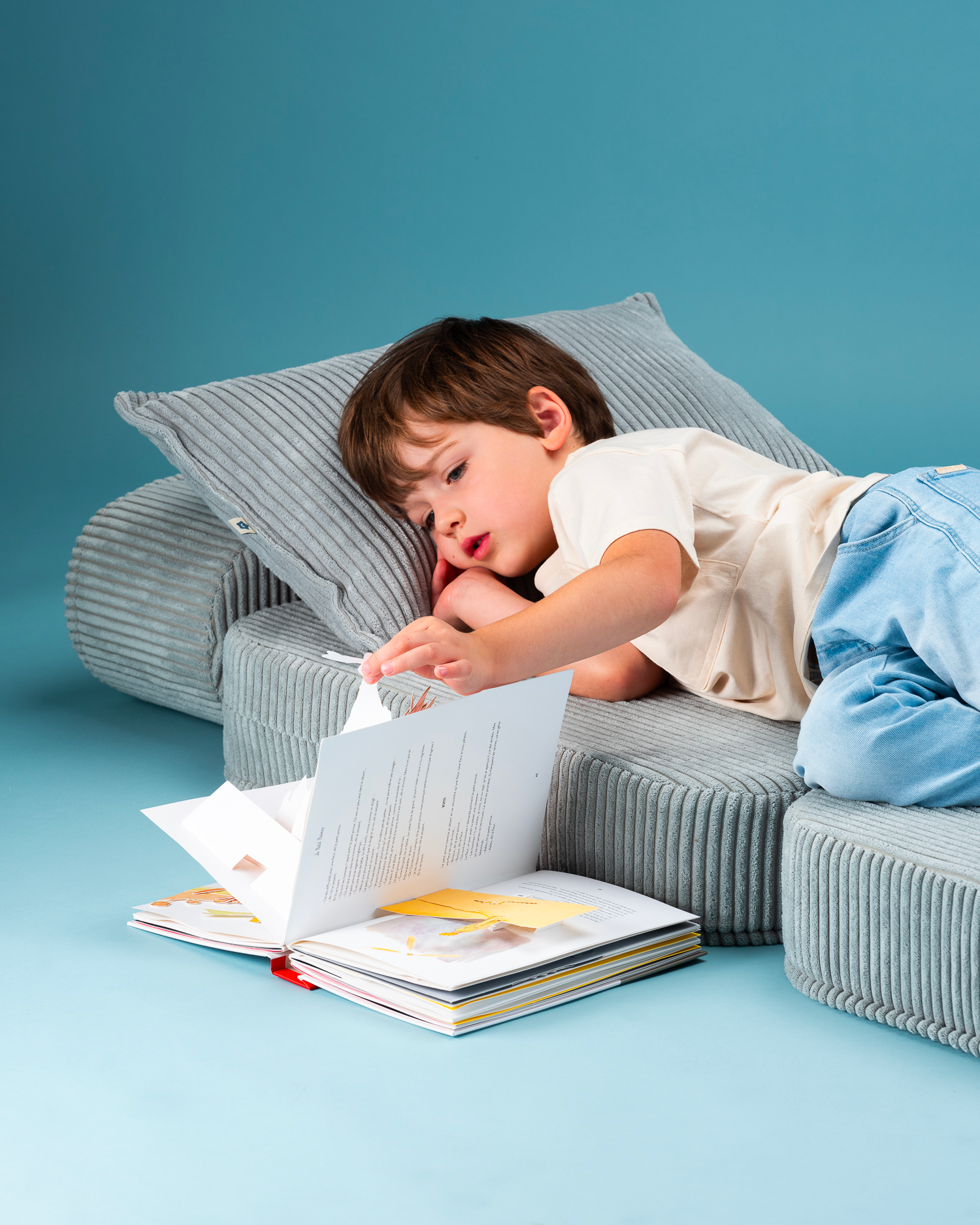 Poltrona per bambini in velluto a coste Flip, menta