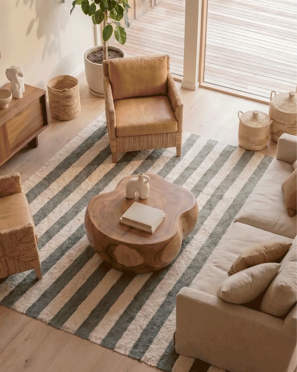 Tappeto in cotone a righe Cabana