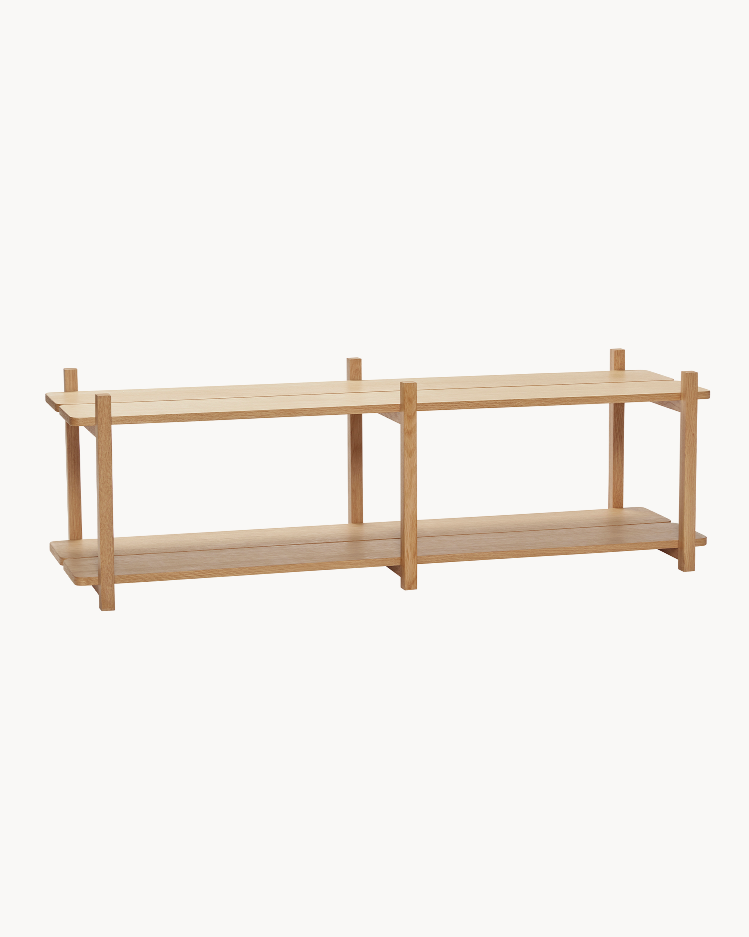 Scaffale basso in legno di quercia Mason