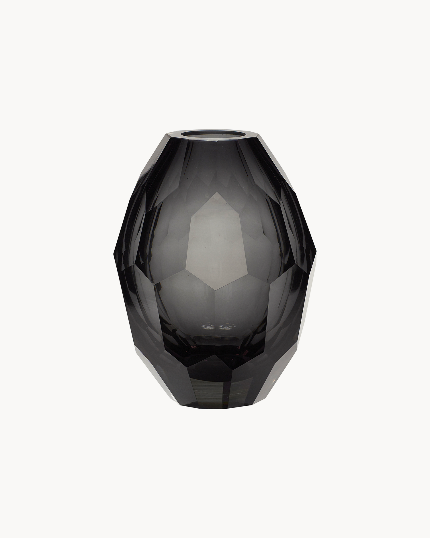 Vaso in vetro sfaccettato Facet, grigio