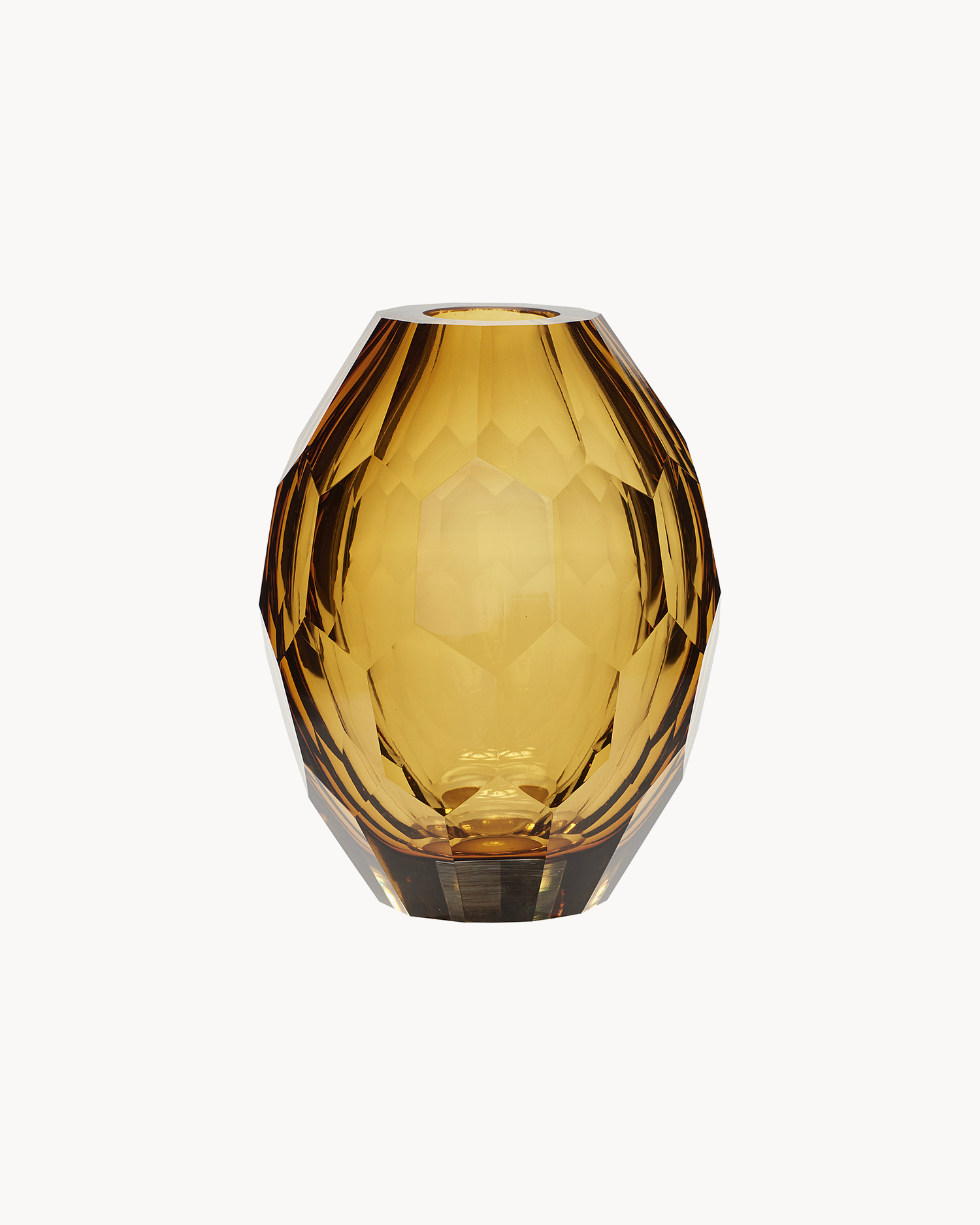 Vaso in vetro sfaccettato Facet, ambra